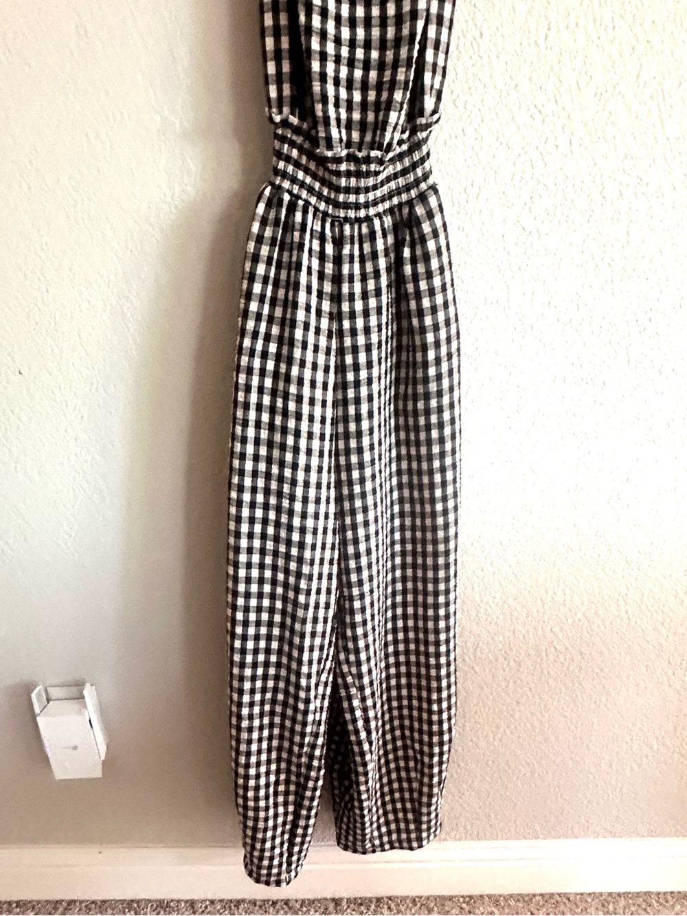 Gingham SWide-Leg Jumpsuit - Black & White - Picture 7 of 15